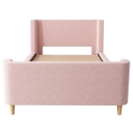 Upholstered Single Bed with Cosmic Print and Padded Headboard, Pink Velvet Bed Frame for Contemporary Bedrooms, 206L x 99W x 76H cm, Pink
