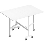 HOMCOM Mesa de Comedor Plegable para 4-6 Personas con Ruedas y Alas Abatibles Mesa Abatible para Cocina 120x80x73 cm Blanco