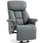 HOMCOM Relaxsessel, Liegefunktion, Lederoptik, Fußstütze, bis 120 kg, 78 x 80 x 109 cm, Grau