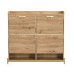 Space-Saving Shoe Cabinet with 4-Door Storage, Ideal Shoe Rack for Entrance Areas or Corridors, 108.5L x 24W x 100H cm, Natural