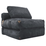 3-in-1 Convertible Corduroy Floor Sofa Bed with Side Pockets, Oversized Chaise Lounge for Bedrooms or Student Dorms, 87L x 86W x 40H cm, Gray