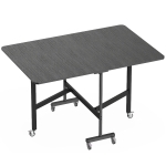 HOMCOM Table à Manger Pliante sur Roulettes pour 4-6 Personnes 120 cm, Roues avec Freins, 2 Abattants, Industriel, Noir