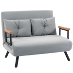 HOMCOM Sofá Cama Convertible 4 en 1 Sofá Cama 2 Plazas Plegable Respaldo Ajustable de 5 Niveles Almohadas 102x73x81cm Gris