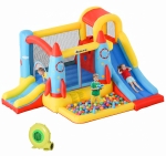 Outsunny Castillo Hinchable para Niños +3 Años con 2 Toboganes Piscina y Zona de Salto 330x265x185 cm Multicolor