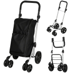 HOMCOM Einkaufstrolley, 46 Liter Tasche, Faltbarer Einkaufswagen mit Kühltasche, verstellbarer Griff, Aluminiumrahmen, Schwarz