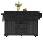 Foldable Serving Trolley with Ample Hidden Storage, Mobile Kitchen Island for Balconies or Dining Room, 142.5L x 40W x 95H cm, Black