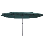 Outsunny Sombrilla Doble para Jardín 455x265x238 cm Parasol Grande con Manivela Manual Protección Solar Verde Oscuro