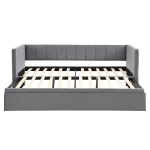 Space-Saving Daybed with Pull-Out Trundle, Ideal Bed Frame for Studios, Living Rooms, or Multi‑Purpose Guest-Spaces, 200L x 140W x 100H cm, Grey