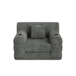 1-Seater Sleeper Sofa with Metal Frame and High-Density Foam, Convertible Chair Bed for Living Rooms or Home Offices, 107L x 80W x 81H cm, Dark Gray