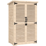 Outsunny Caseta de Jardín de Madera 75x50x118 cm Armario para Almacenaje de Herramientas con 2 Estantes y 2 Puertas Natural