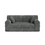 Corduroy Convertible Sofa Bed with Metal Frame and High-Density Foam, 2-Seater Sleeper Sofa with High Backrest, 168L x 80W x 81H cm, Dark Gray