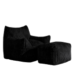Ergonomic Lazy Sofa with High-Density Shredded Foam, Corduroy Bean Bag Chair for Balcony or Guest Room, 103L x 90W x 70H cm, Black