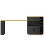 Extendable Kitchen Island with Dining Table, Multifunctional Storage Cabinet with Wine Rack and LED Base Light, 141L x 70W x 101.5H cm, Black