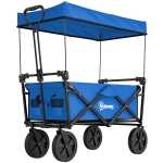 Outsunny Carro Plegable con Toldo Desmontable Longitud y Ángulo del Mango Ajustables y Bolsa de Transporte Carga 100 kg Azul
