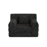 1-Seater Sleeper Sofa with Metal Frame and High-Density Foam, Single Convertible Chair Bed for Cosy Interiors, 107L x 80W x 81H cm, Black