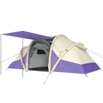 Outsunny Inflatable Tent 2 Bedroom Tunnel Design Windproof Air Tent with Carry Bag for 4 Person