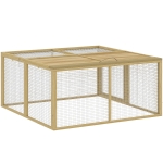 PawHut Kleintierkäfig, Kaninchenstall, aufklappbares Dach, Tannenholz, 120x120x57cm, Natur