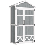 Outsunny Caseta de Jardín de Madera 105x55x179 cm Armario para Herramientas con 4 Estantes Techo de Metal Galvanizado Gris