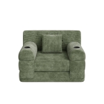 1-Seater Sleeper Sofa with Metal Frame and High-Density Foam, Single Convertible Chair Bed for Cosy Interiors, 107L x 80W x 81H cm, Green