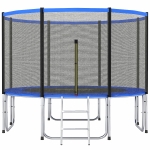 SPORTNOW Cama Elástica Exterior Ø366 cm Trampolín para Niños con Red de Seguridad Escalera y Acolchado de Muelles Azul
