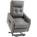 HOMCOM Sillón Relax Reclinable Eléctrico Levanta Personas de Cuero PU Control Remoto Asiento con Resorte Reposapiés Gris