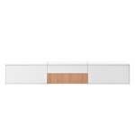 Spacious TV Cabinet with Cabinet Doors and Open Shelves, Practical TV Panel for Small Apartments and Large Bungalows, 180L x 34W x 30H cm, White+Wood