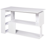 HOMCOM Corner Computer Desk, L Shaped Desk with 360° Rotating Bookshelf, 120L x 110W x 74.5H cm, White
