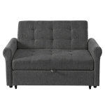 Convertible Sofa Bed with Adjustable Backrest, Functional Sofa with USB & Type-C Ports and Storage Pocket, 135L x 173W x 58H cm, Drak Grey