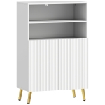 HOMCOM Badkamerkast, commode voor woonruimtes, soft-close deuren, 2 open planken, MDF, Wit