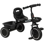AIYAPLAY Triciclo per Bambini 2-5 Anni con Seduta Regolabile, Bicicletta per Bambini con Cestino e Parafango, Nero