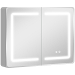 HOMCOM Spiegelkast voor de badkamer met LED-verlichting, 60 x 80 cm badkamerkast met anti-condens, 3-voudig dimbaar