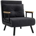 HOMCOM Relaxfauteuil in Scandinavisch design, ligfauteuil, leesfauteuil. incl. kussen met knoophechting, Zwart