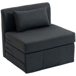HOMCOM 2-in-1 Schlafsessel Klappbares Sofa-Bett mit Leinenstruktur, Gepolstertes Gästebett Klappstuhl, Dunkelgrau