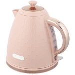 HOMCOM Elektrische Waterkoker, 1,7L, Snelkookfunctie, 2200W, Draadloos, Met Afneembaar Anti-Kalkfilter, Lichtroze