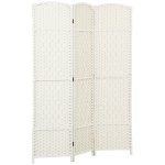 HOMCOM Separador de Ambientes de 3 Paneles Biombo Plegable 135x180 cm Pantalla de Privacidad de Polipropileno Blanco