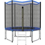 SPORTNOW Cama Elástica Exterior Ø244 cm Trampolín para Niños con Red de Seguridad Escalera y Acolchado de Muelles Azul