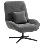 HOMCOM Draaibare Accentstoel, Chenille Gestoffeerde Fauteuil met Lendenkussen, Hoge Rugleuning, Diepe Zitting, Donkergrijs