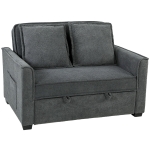 HOMCOM Sofá Cama 2 Plazas 3 en 1 con Respaldo Ajustable Bolsillos Laterales 2 Almohadas para Sala de Estar Gris Oscuro