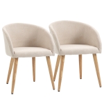 HOMCOM Set van 2 gestoffeerde stoelen, Scandinavisch ontwerp, gestoffeerde stoelen met houten poten, antislip pads, 150 kg draagvermogen, Beige