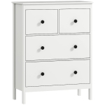 HOMCOM Dressoir met 4 Lades, voor Kleding & Beddengoed, Woonkamer, Slaapkamer, Gang, Spaanplaat, Wit