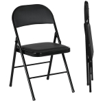 HOMCOM Klapstoel, 2-Pack, Kunstleer, tot 120 kg, Metalen Frame, 45x46x78cm, Zwart