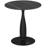 HOMCOM Ronde Eettafel, Poedergecoat Staal, MDF met Melamine, Antislip Voetjes, 70 x 74 cm, Zwart