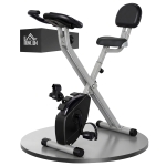 HOMCOM Bicicleta Estática Plegable con Respaldo 8 Niveles de Resistencia Volante Pantalla LCD Pulsómetro y Sillín Ajustable
