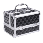 HOMCOM Estojo de Maquilhagem Organizador Cosméticos Profissional Portátil com Fecho e Vários Compartimentos 20x15x15 cm, Preto