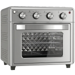 HOMCOM Forno Elétrico de Bancada 30 L 1600 W com Air Fryer, 7 Funções e Temporizador, 43x39x39 cm, Prateado