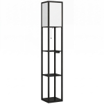 HOMCOM LED vloerlamp met planken, dimbaar, kettingschakelaar & stekkerdoos, zwart