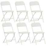 HOMCOM Set van 6 klapstoelen, opvouwbare stoelen met afvoergaten, stalen frame, veelzijdig inzetbaar, wit