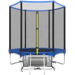 SPORTNOW Cama Elástica Exterior Ø183 cm Trampolín para Niños de +6 Años Adultos con Red de Seguridad Escalera de 2 Peldaños Azul