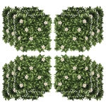 Outsunny 12PCS Artificial Boxwood Wall Panels 50cm x 50cm Grass Privacy Fence Screen Faux Hedge Greenery Backdrop Encrypted Grass with Rhododendron for Home Garden Backyard Balcony