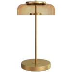 HOMCOM Tafellamp Tafelverlichting met warm LED-licht, metalen voet, amberkleurige glazen kap, Ø23 x 40H cm, Goud